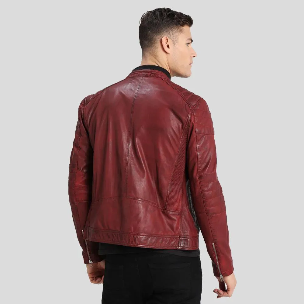 Ben Red Biker Leather Jacket