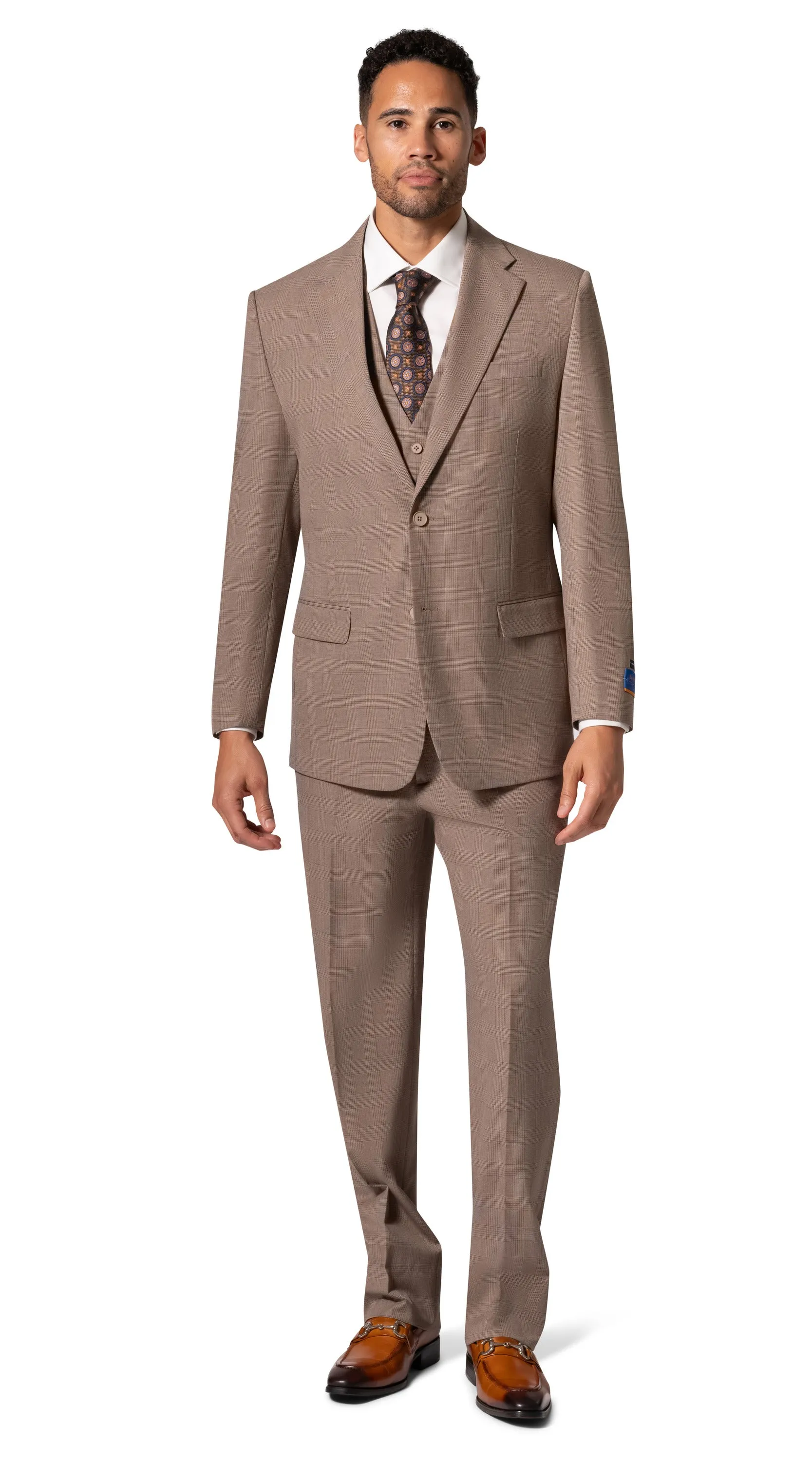 Berragamo BP04KE-07 3PC Notch Slim Suit - Tan