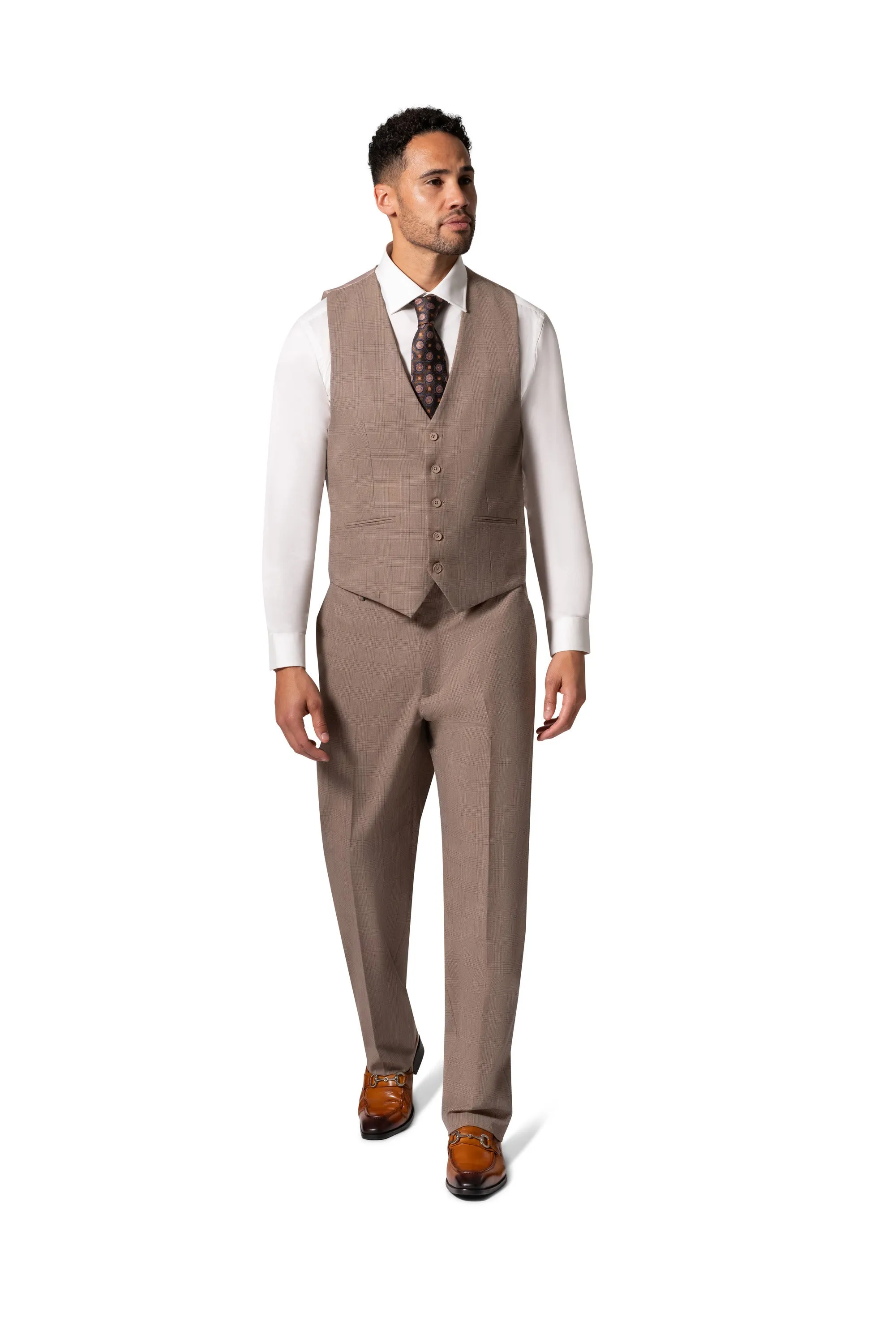 Berragamo BP04KE-07 3PC Notch Slim Suit - Tan