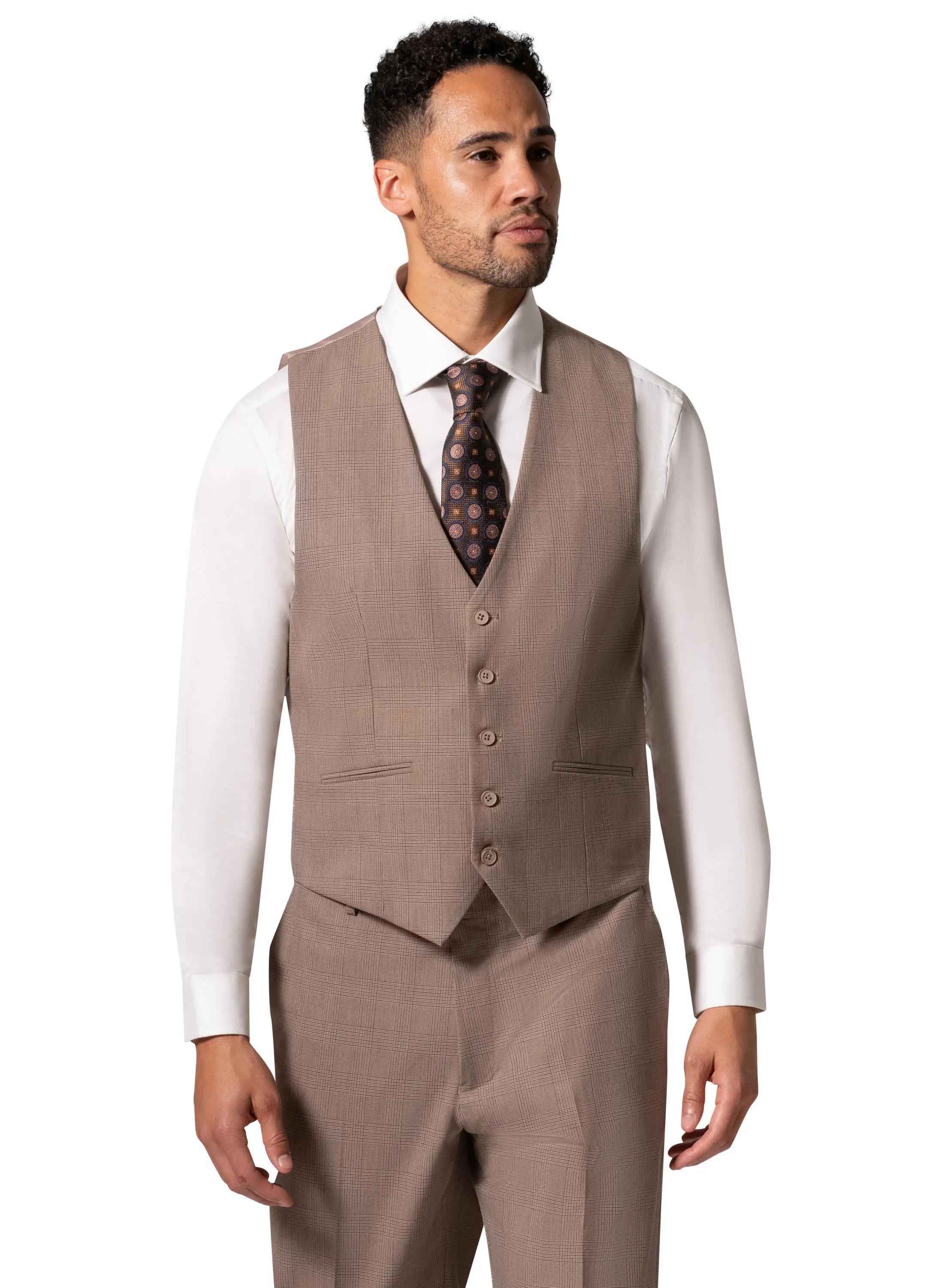 Berragamo BP04KE-07 3PC Notch Slim Suit - Tan