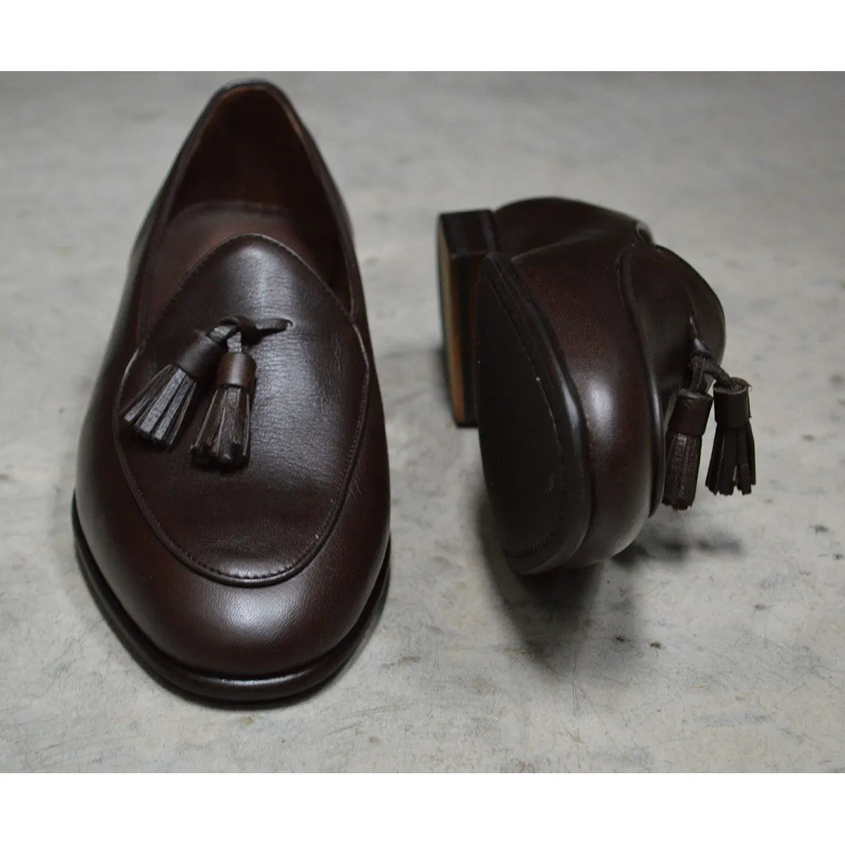 Berwick 1707 Tassel Belgian Loafer (4951) -Dark Brown Deerskin