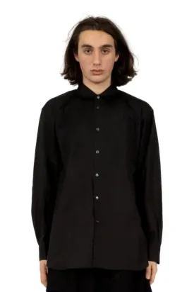 Black Peter Pan Collar Woven Mens Shirt