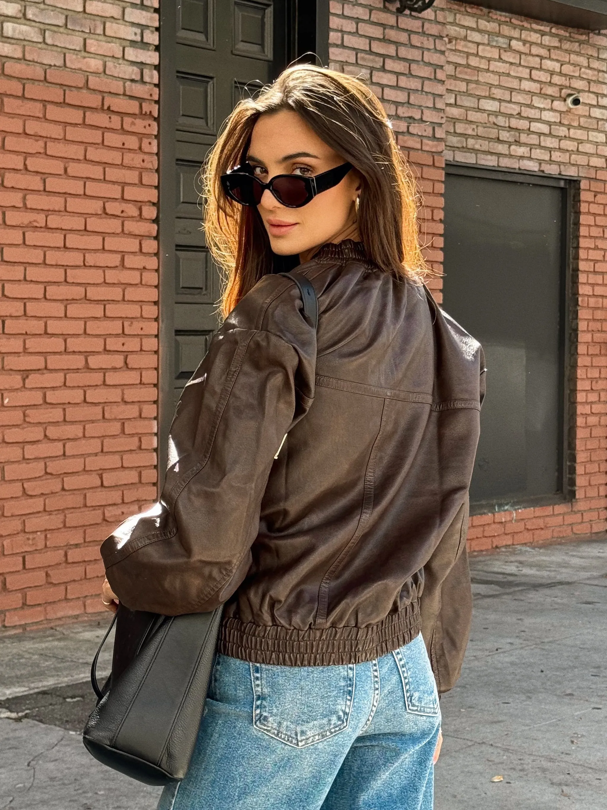 Boston Vegan Leather Bomber Jacket