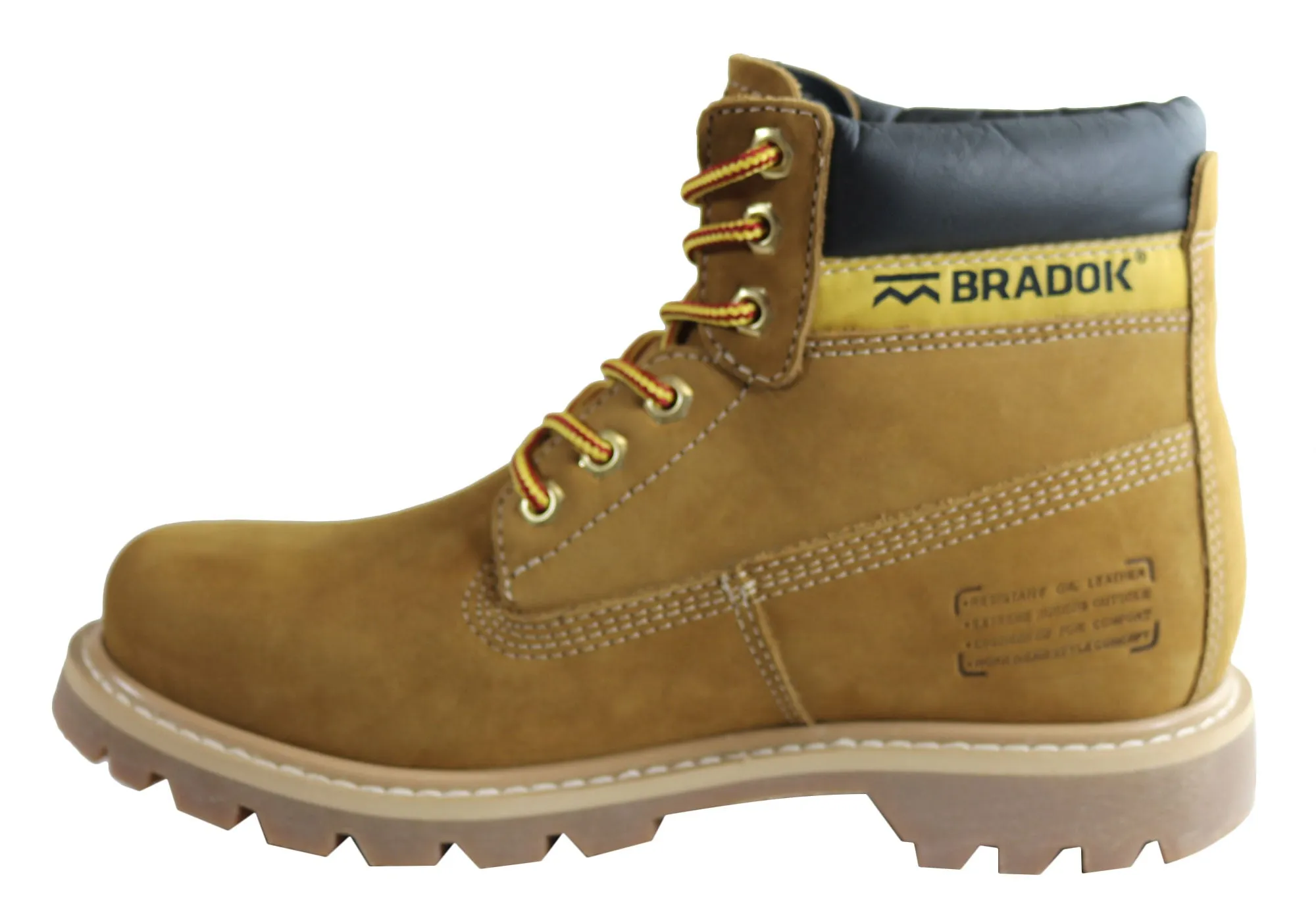 Bradok Eldorado Mens Comfortable Lace Up Leather Boots Made In Brazil