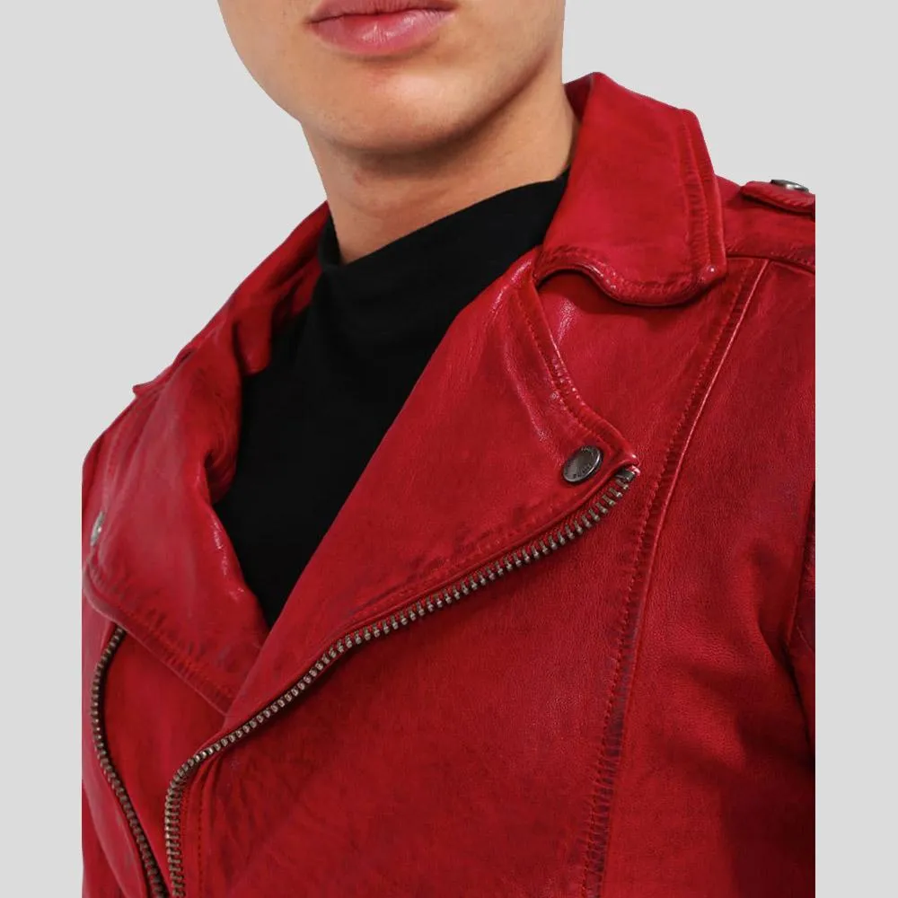 Buel Red Motorcycle Leather Jacket