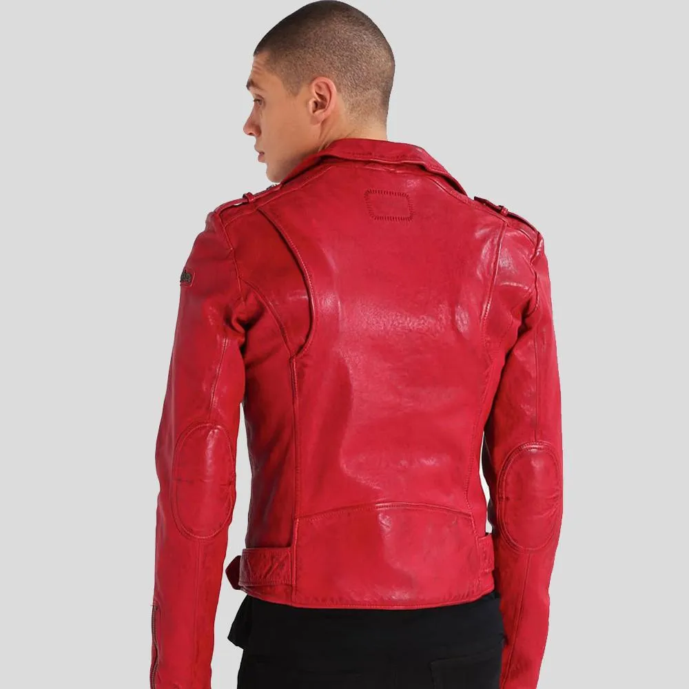 Buel Red Motorcycle Leather Jacket