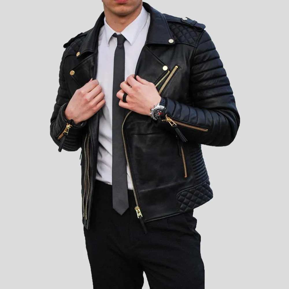 Byron Black Quilted Leather Jacket