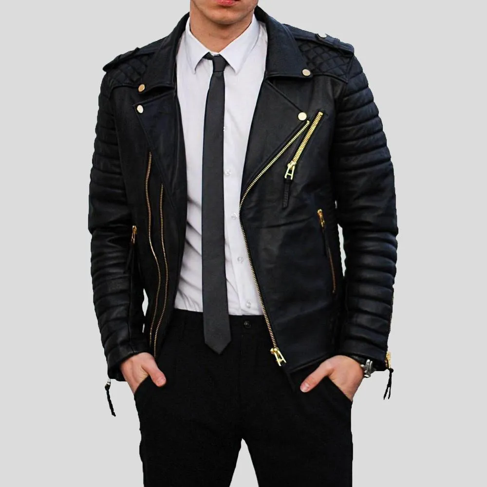 Byron Black Quilted Leather Jacket