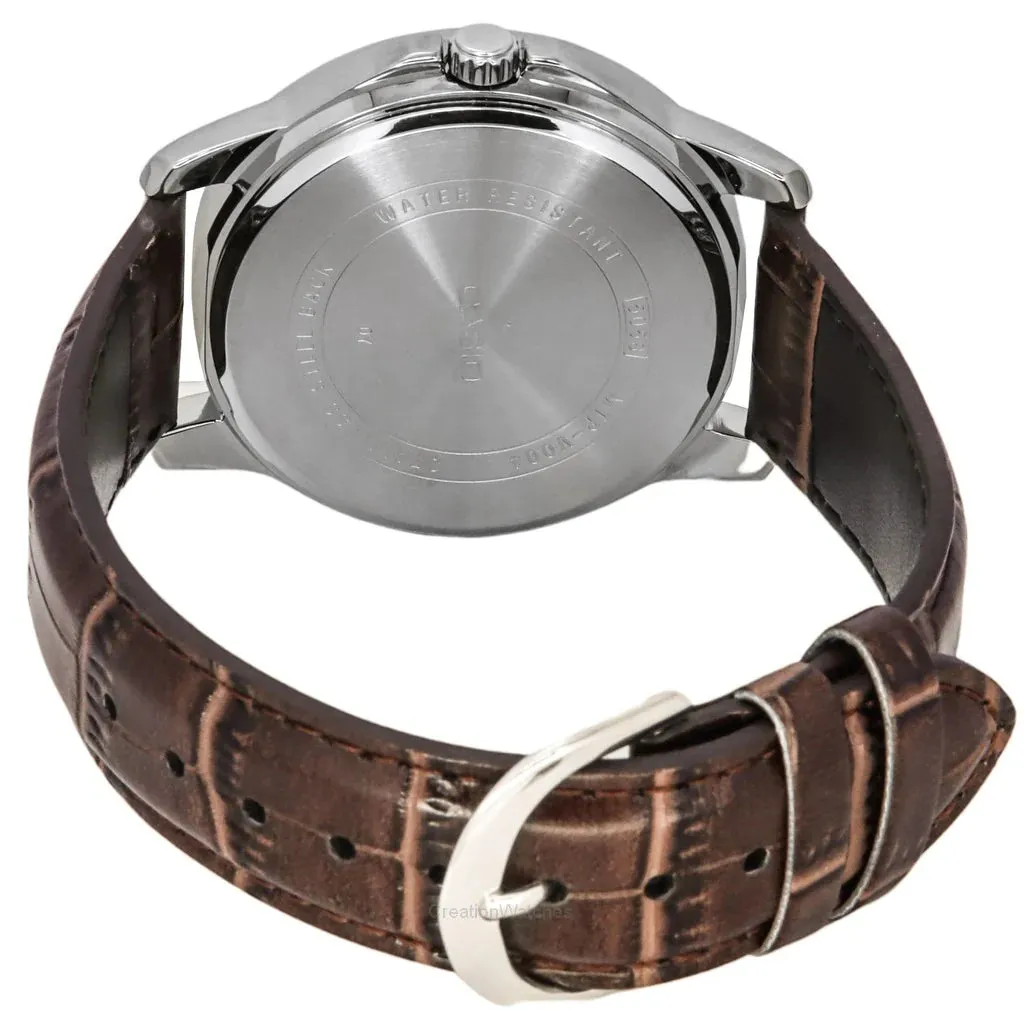 Casio Formal Silver Dial Leather Strap Mens Watch MTP-V004L-7CUDF