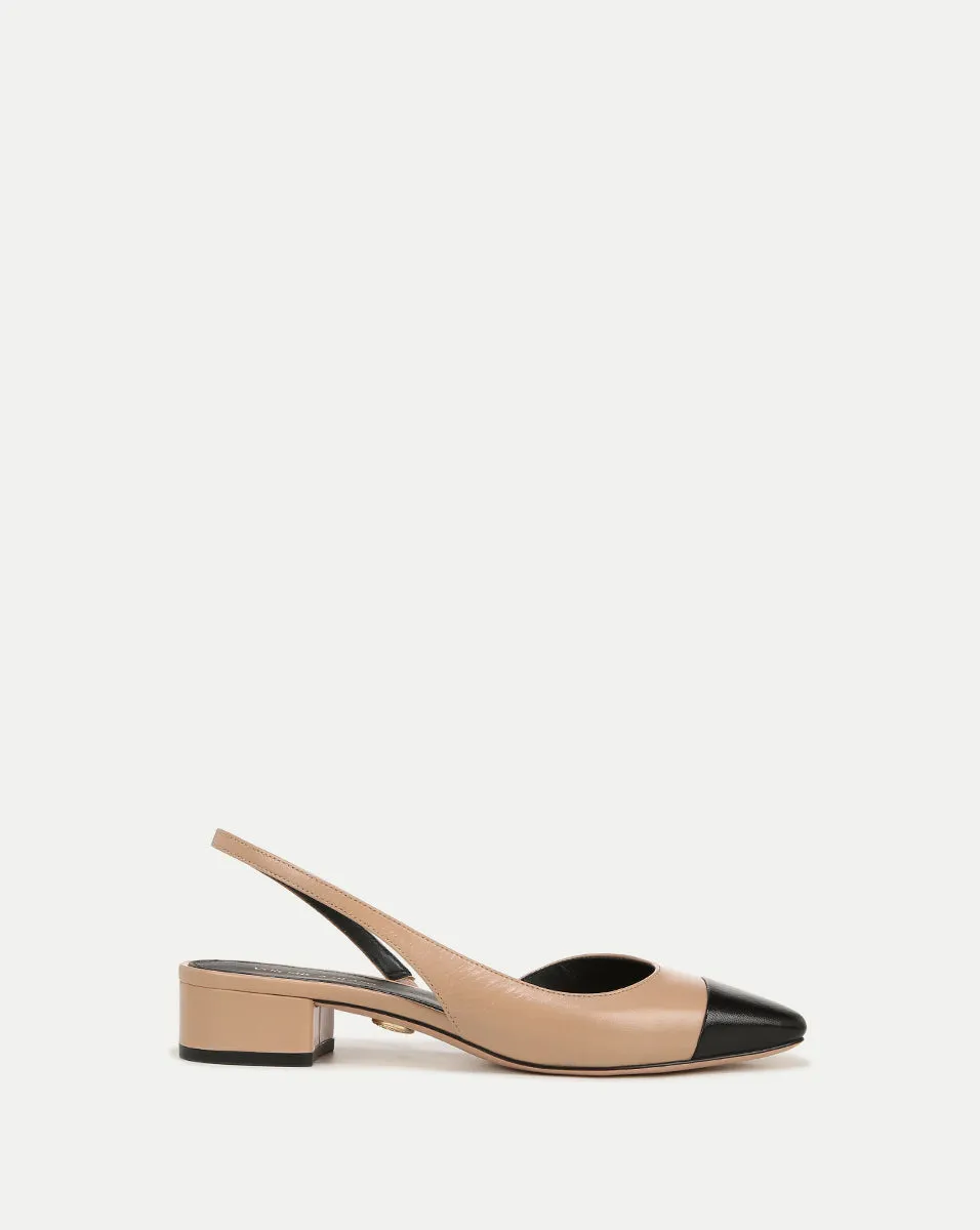 Cecile Leather Cap-Toe Slingback