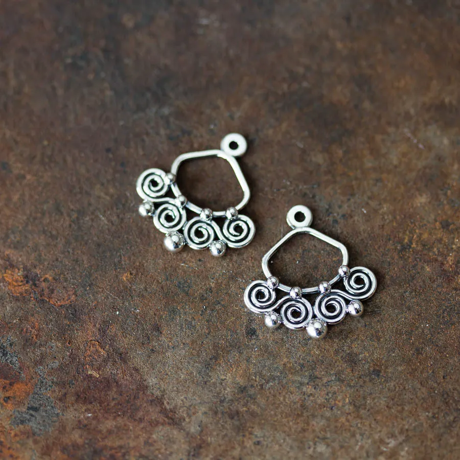 Celtic Style Ear Jackets with Mini Spirals, Sterling Silver