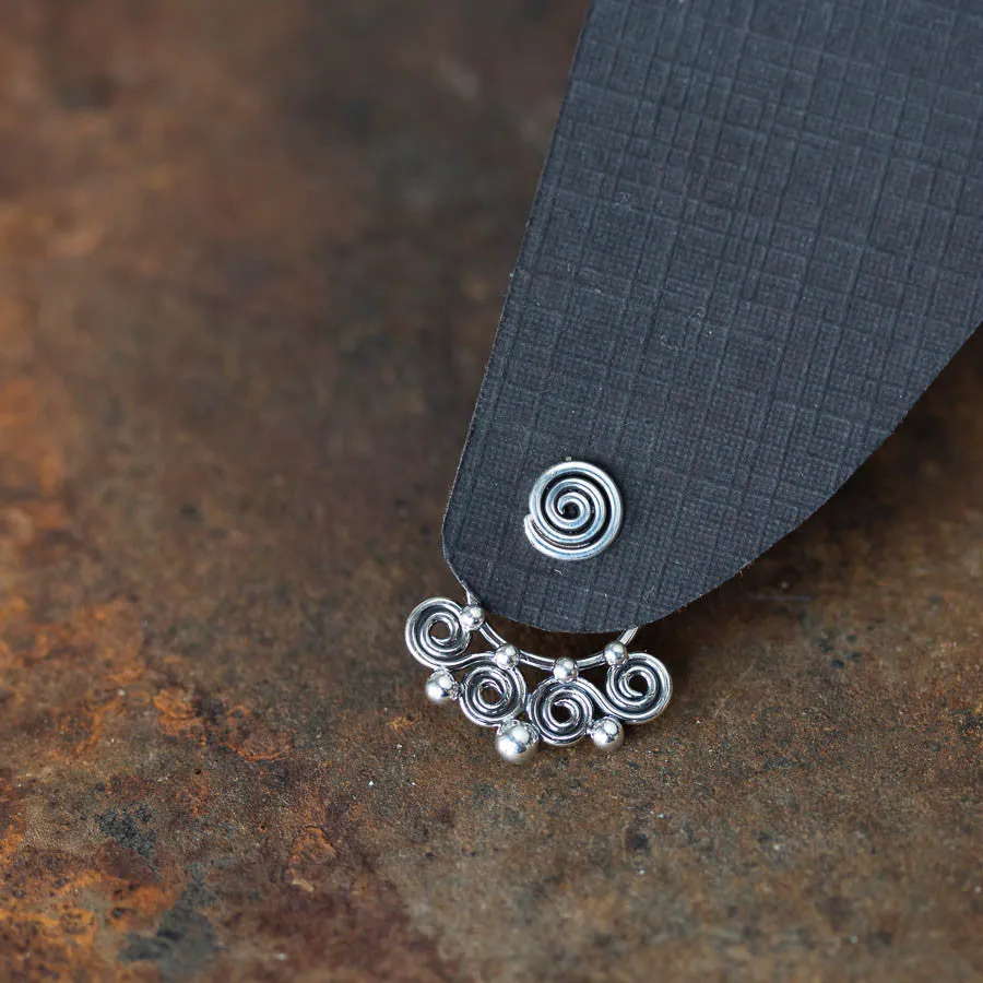 Celtic Style Ear Jackets with Mini Spirals, Sterling Silver