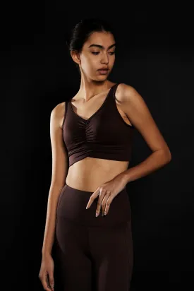 Chocolate Ruched Sports Bra