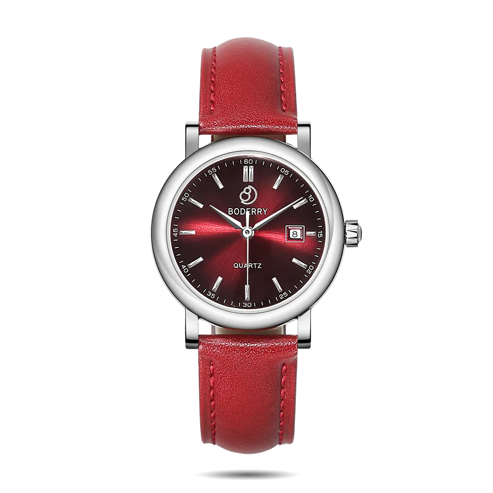 CLASSIC 32MM - Swiss Quartz Movement Watch | Silver & Claret