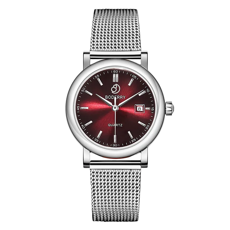 CLASSIC 32MM - Swiss Quartz Movement Watch | Silver & Claret