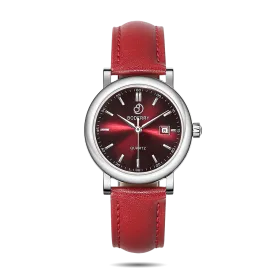 CLASSIC 32MM - Swiss Quartz Movement Watch | Silver & Claret