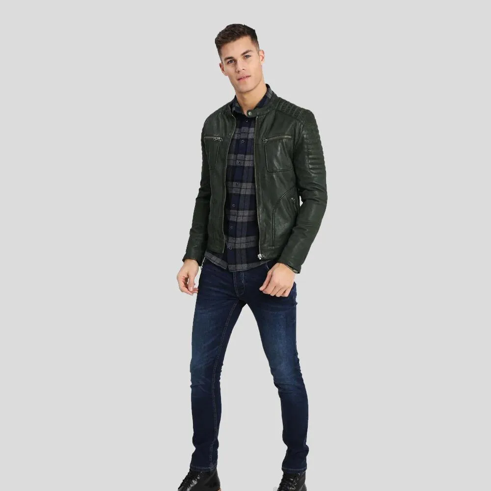 Cleo Green Biker Leather Jacket