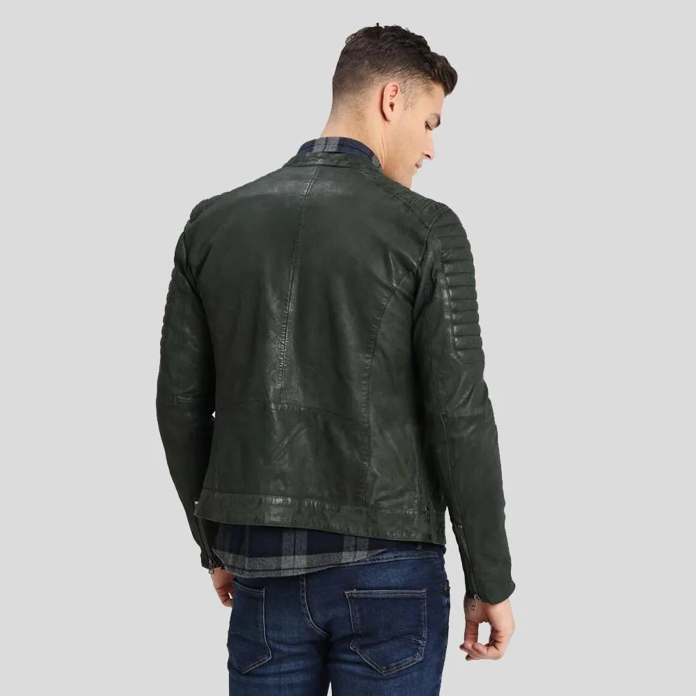 Cleo Green Biker Leather Jacket