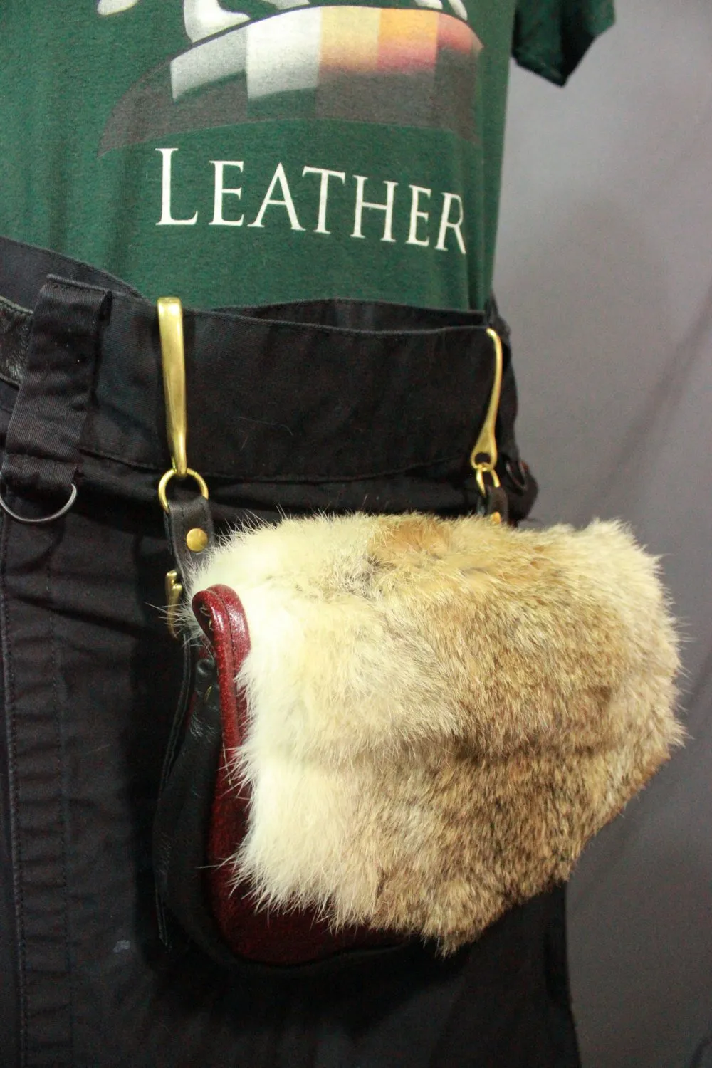 Colored Leather and fur Sporan