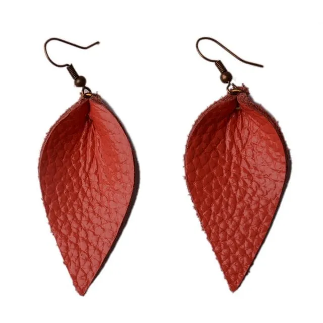 Colorful Teardrop Genuine Leather Earrings