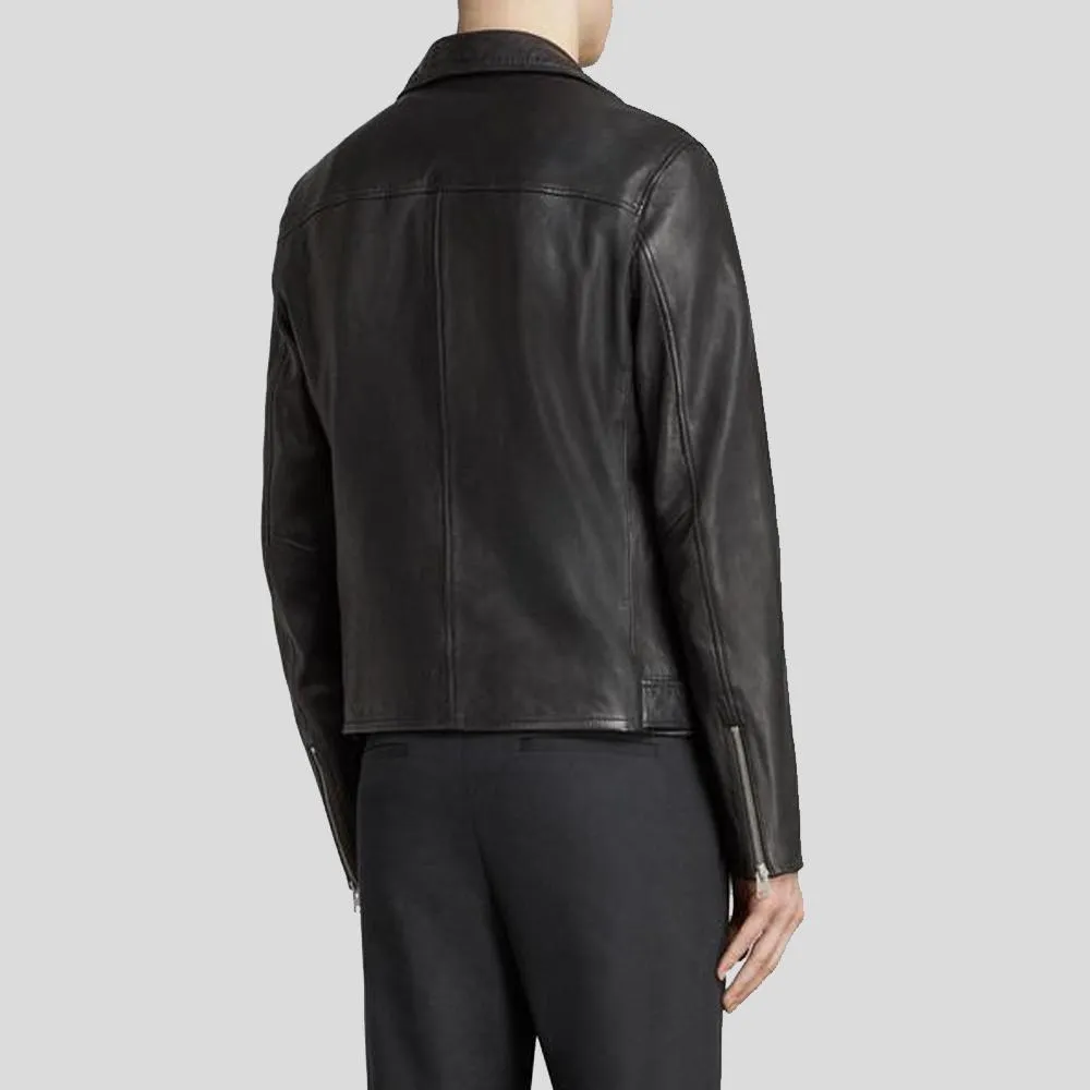 Connor Black Motorcycle Leather Jacket