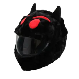 Cool Motorcycle Helmet Cover - Black Devil Emoji