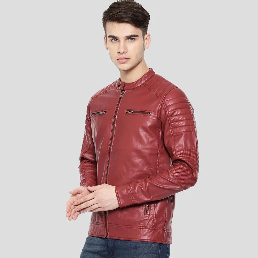 Cooper Red Quilted Leather Jacket