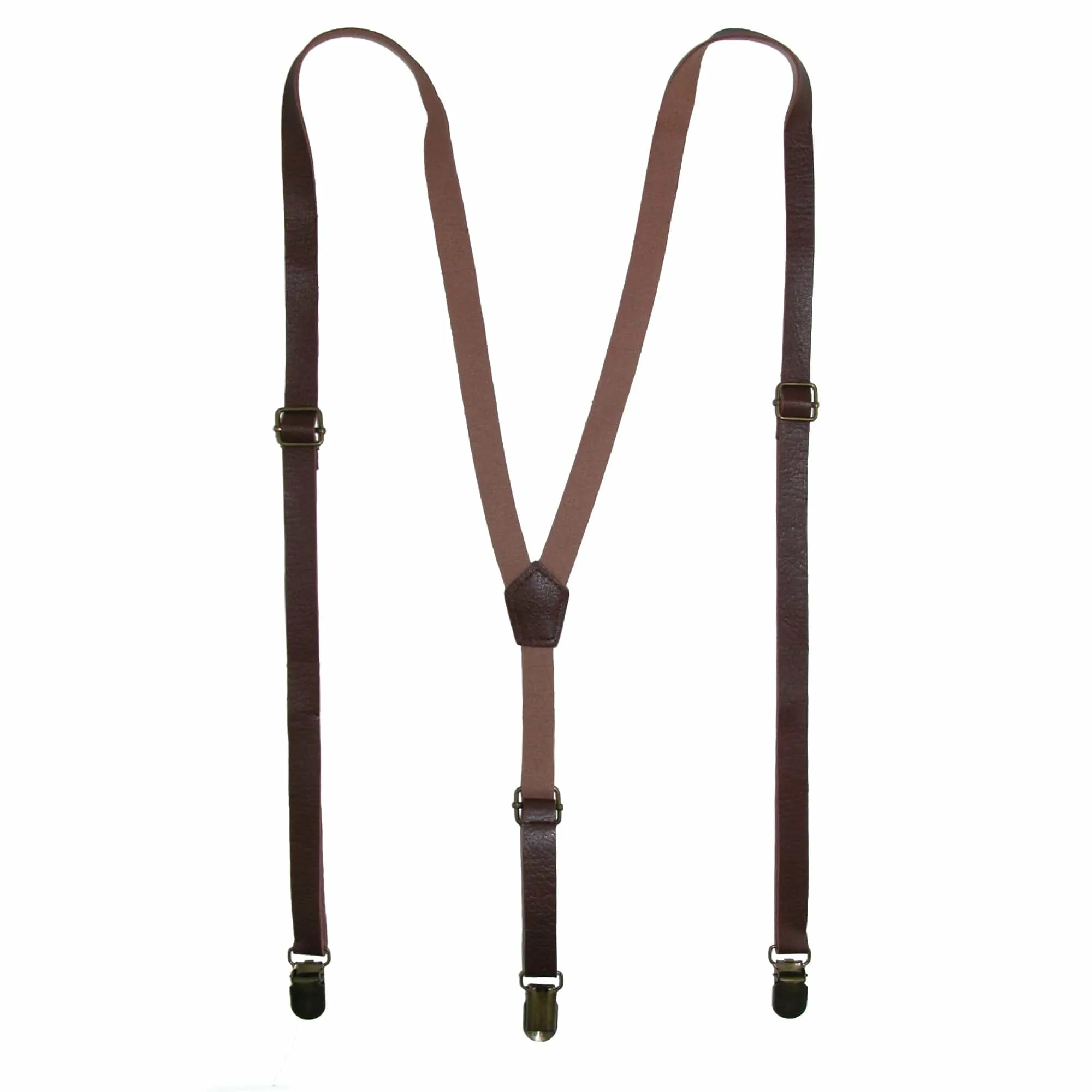 CTM® Faux Leather Slim Clip-End Suspenders