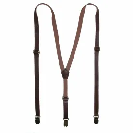 CTM® Faux Leather Slim Clip-End Suspenders