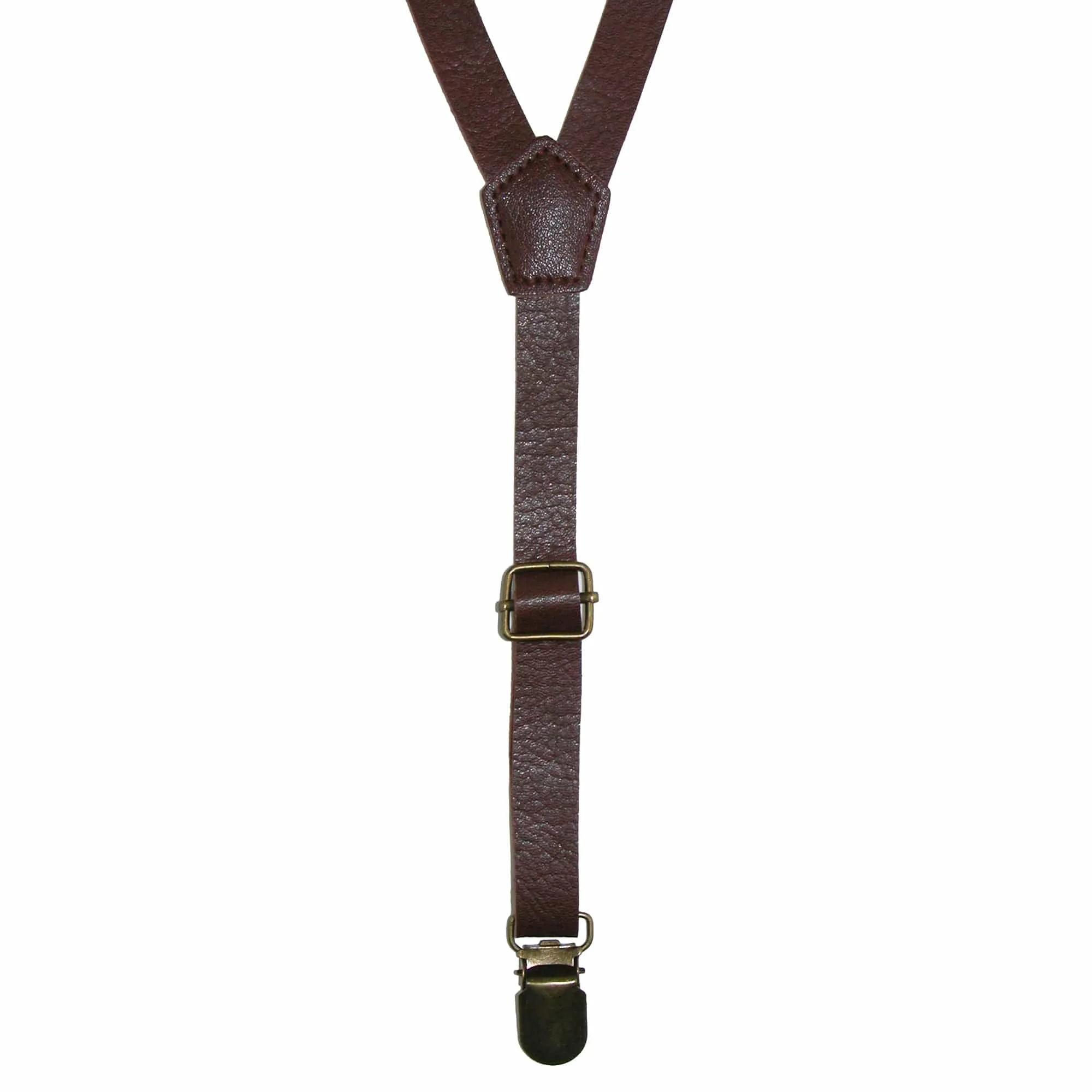 CTM® Faux Leather Slim Clip-End Suspenders