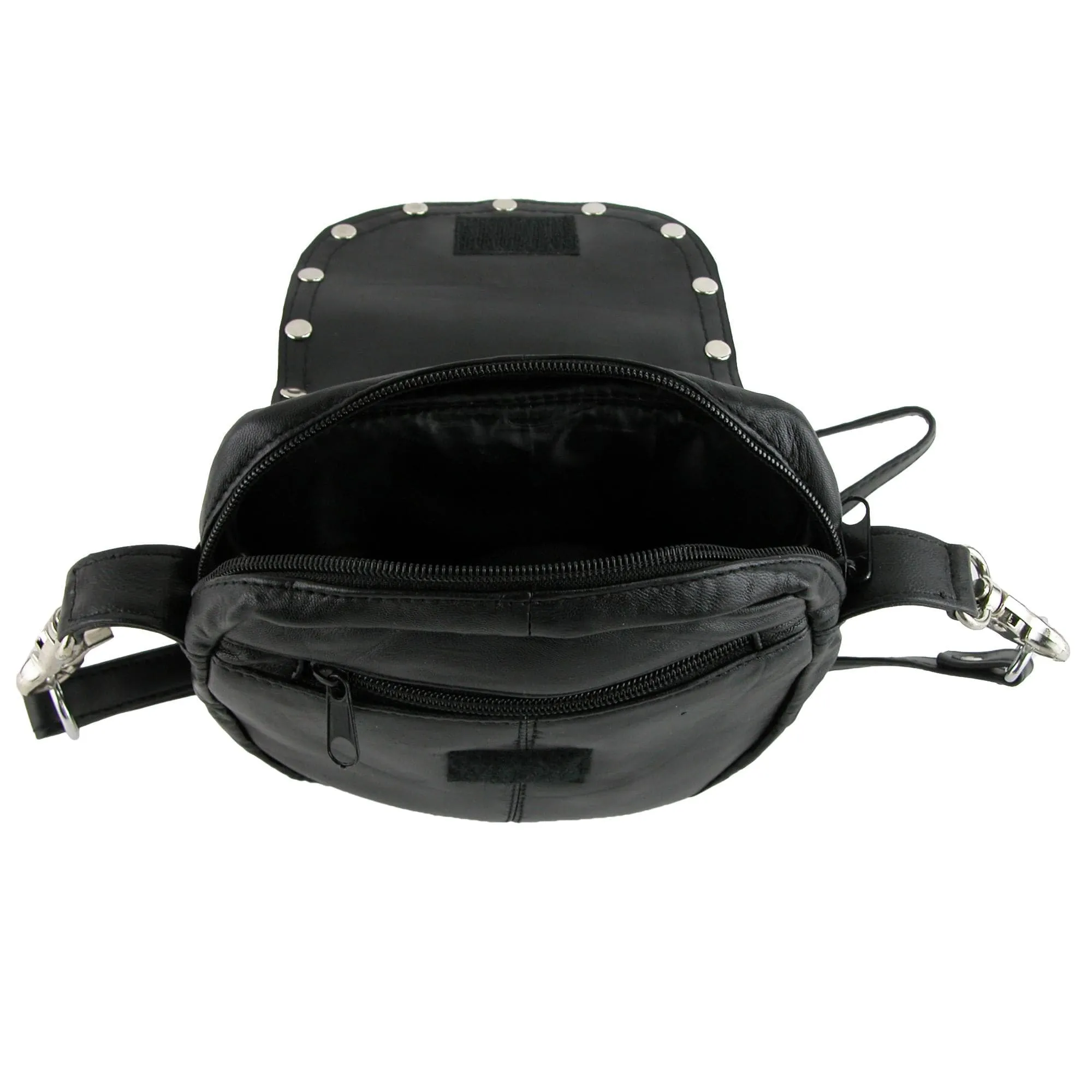 CTM® Leather Studded Biker Belt Waistpack