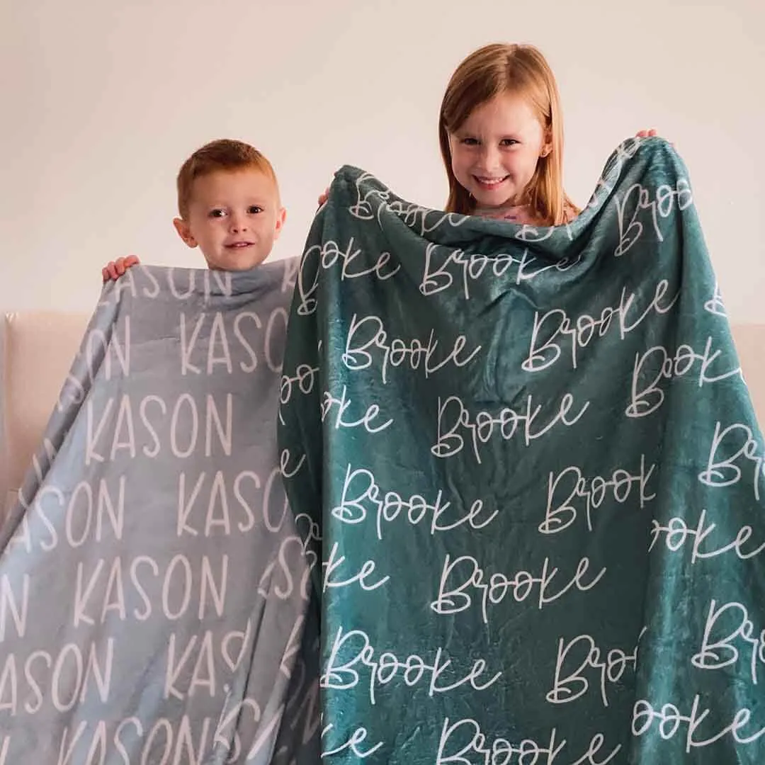 Custom Solid Color & Font Personalized Toddler Blanket