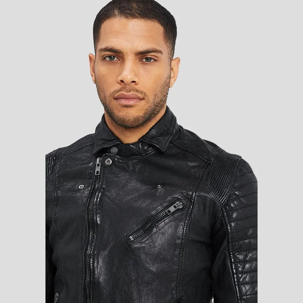 Dale Black Quilted Lambskin Leather Jacket