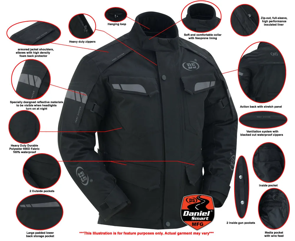 Daniel Smart Advance Touring Textile Motorcycle Jacket for Men - Black