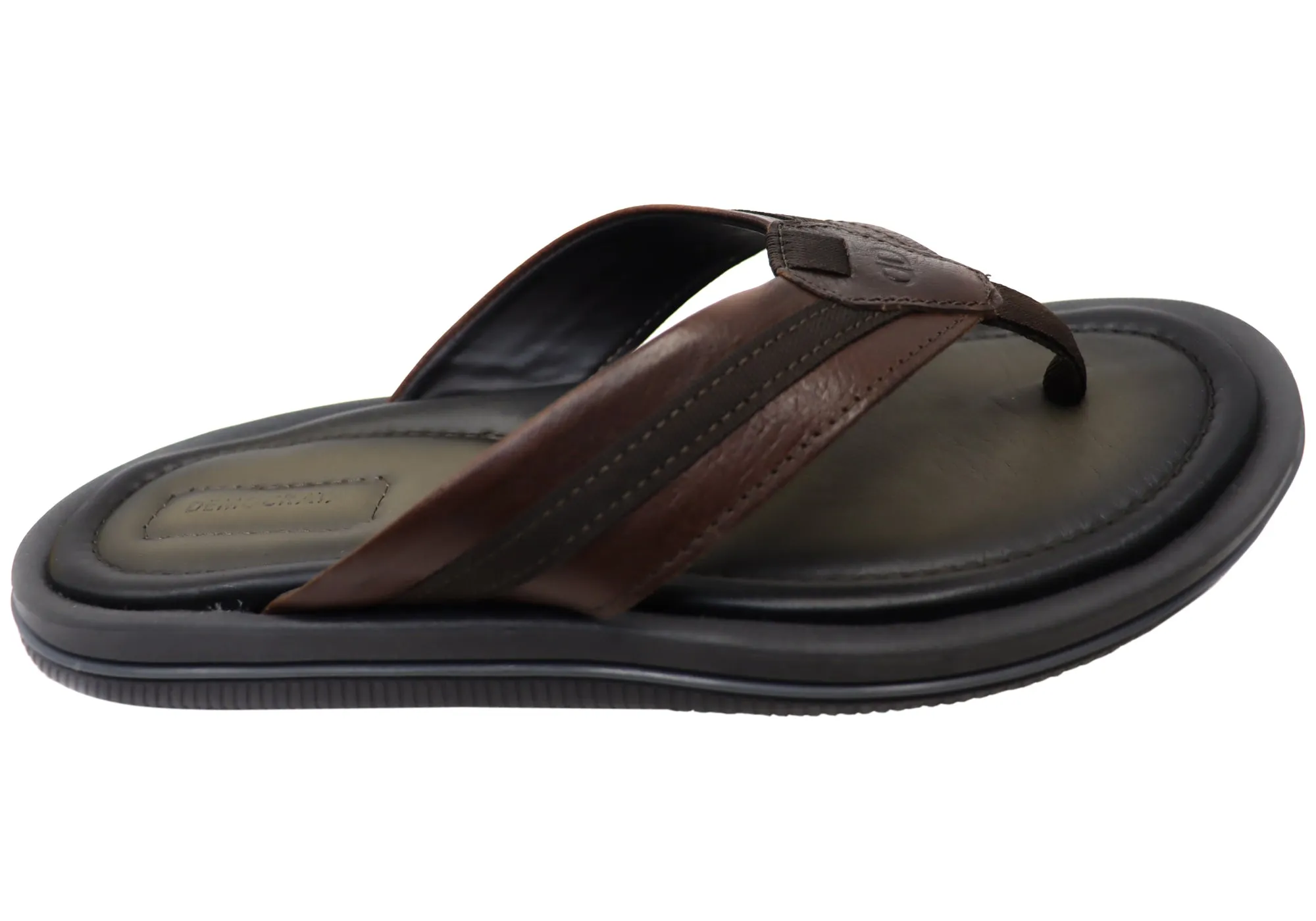 Democrata Jamie Mens Brazilian Leather Comfortable Thongs Sandals