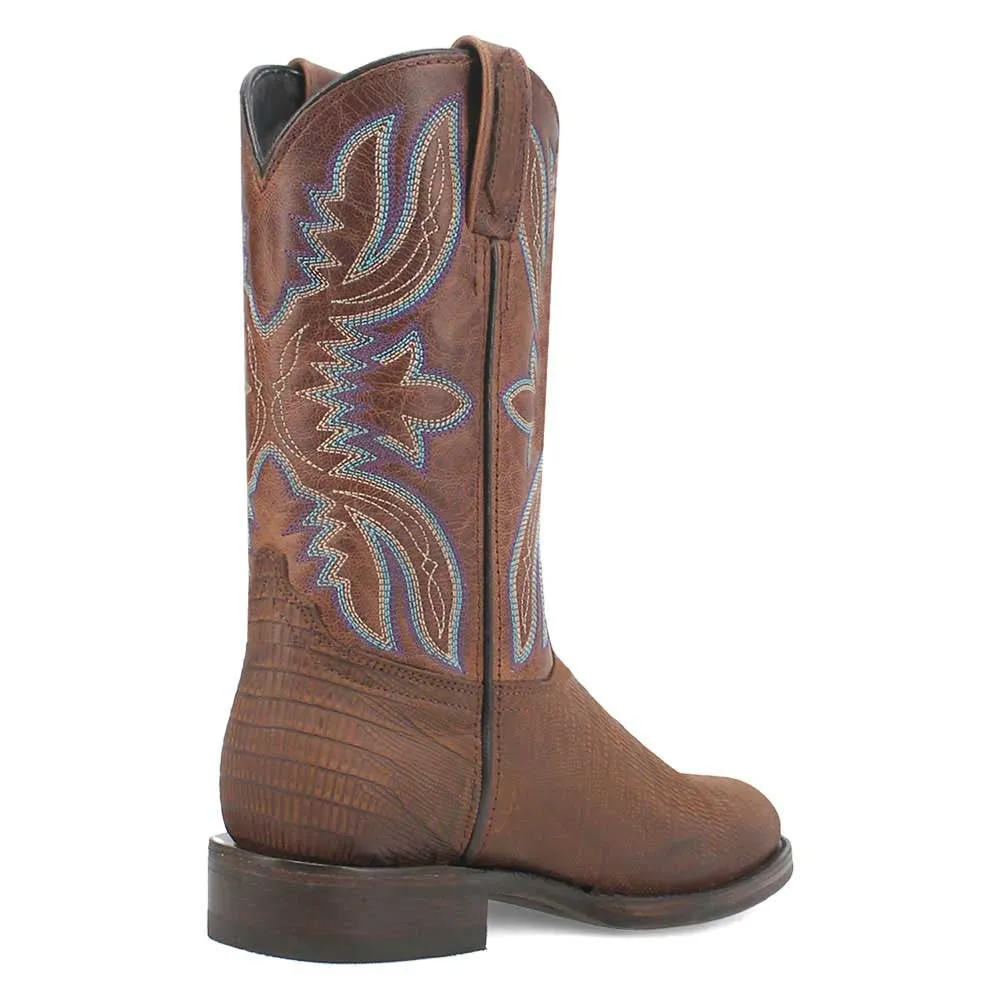 Dingo Saw Buck Brown Lizard Print Snip Toe Leather Boots