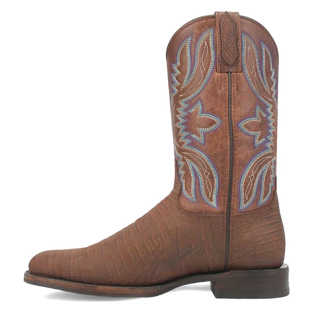 Dingo Saw Buck Brown Lizard Print Snip Toe Leather Boots