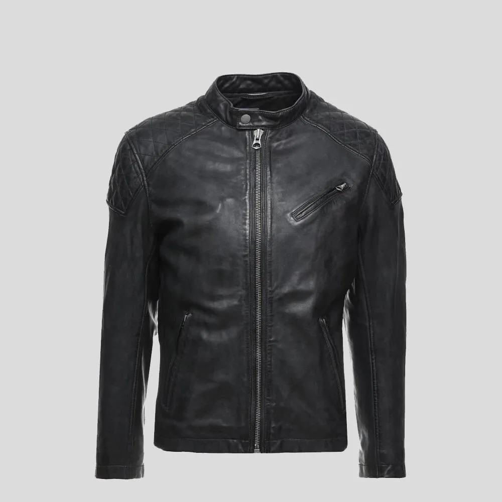 Dion Black Motorcycle Leather Jacket