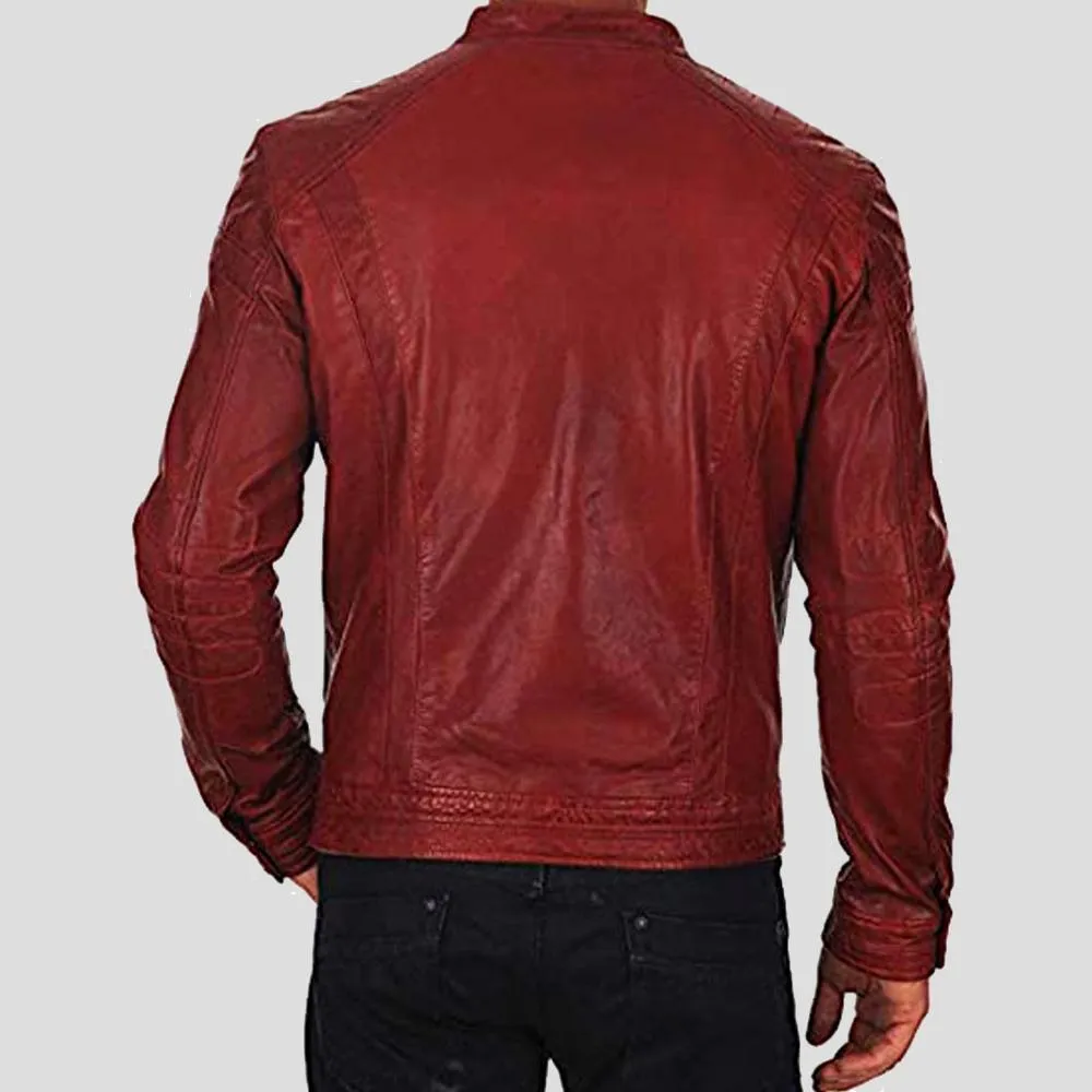 Dominic Red Racer Leather Jacket