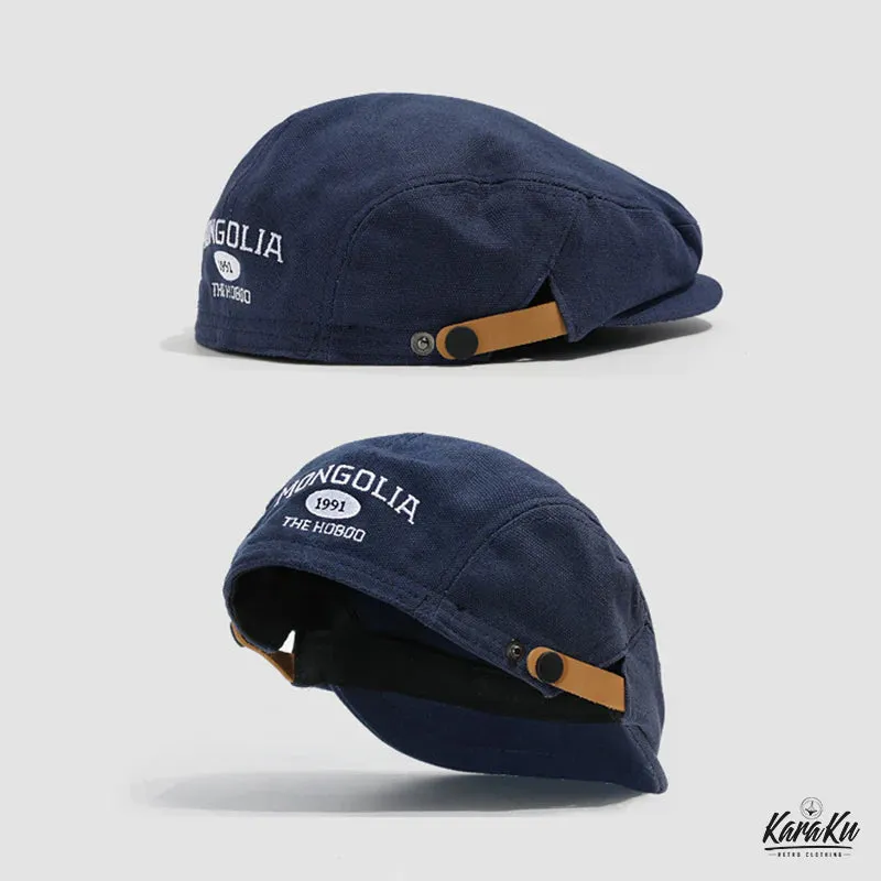 Dual-Sided Wear Embroidered Newsboy Cap