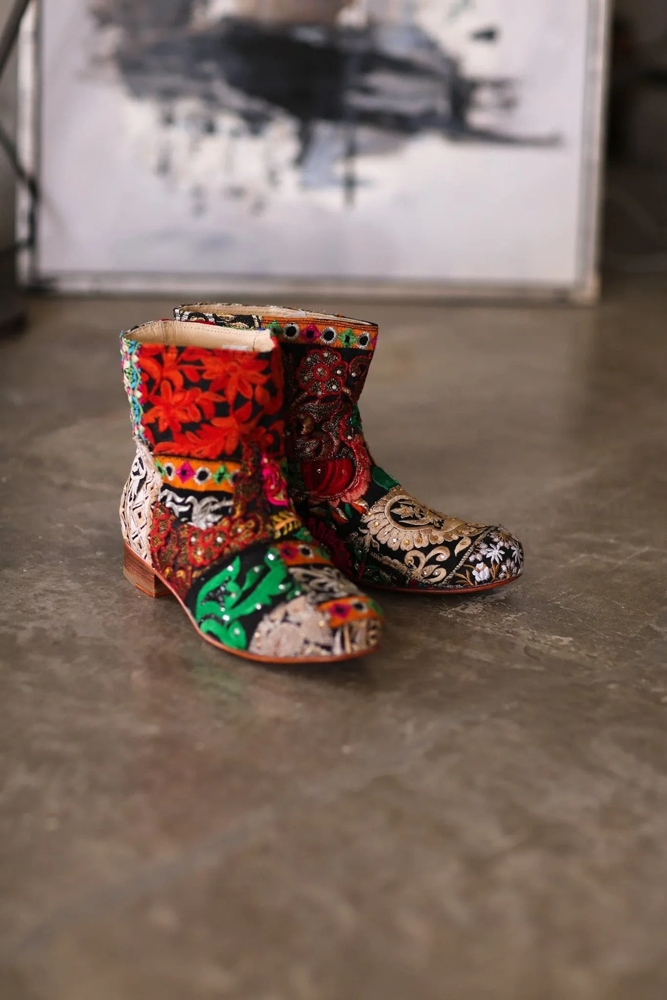 EMBROIDERED PATCHWORK BOOTS ROMY