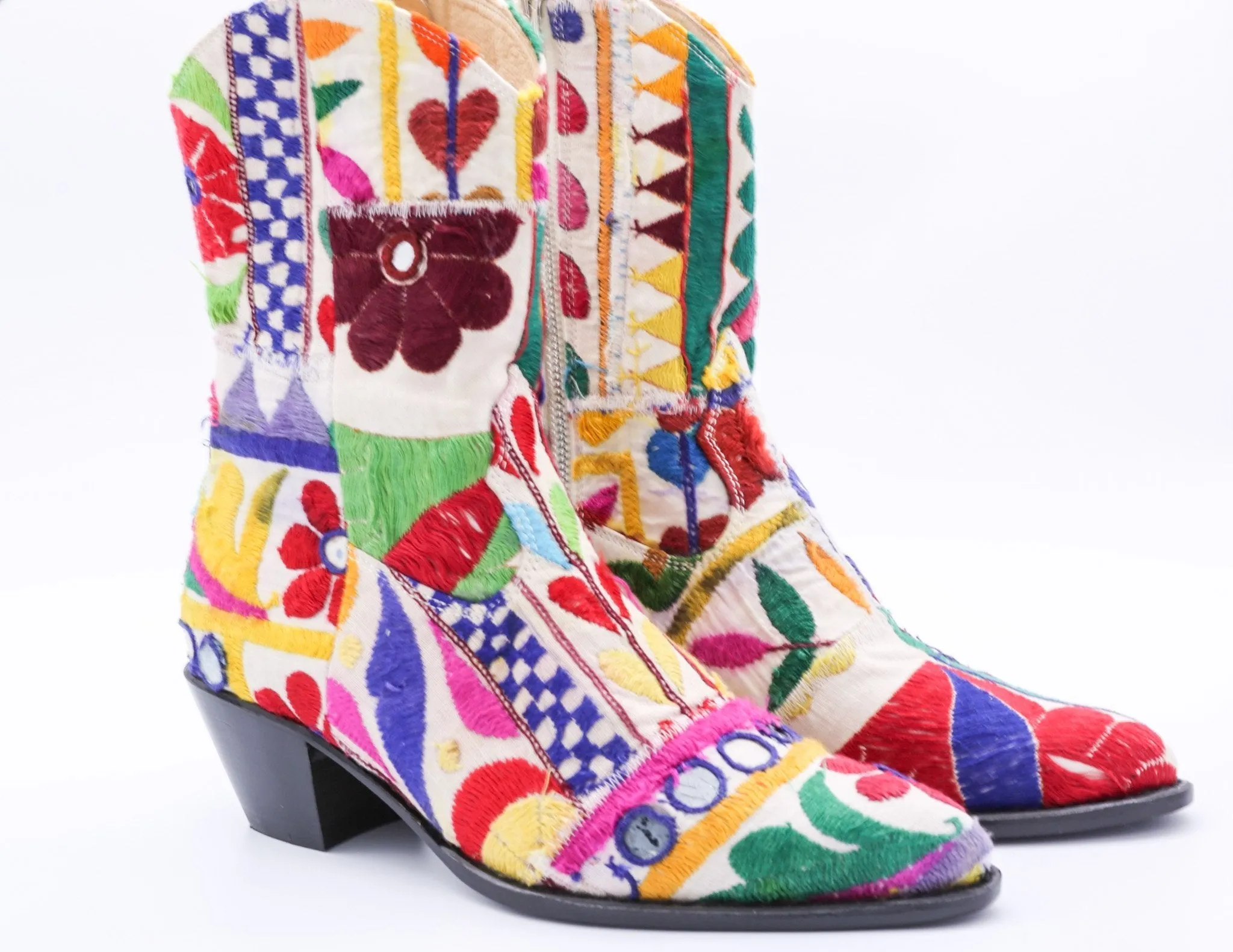 Embroidered Patchwork Cowboy Boots Ginalyn