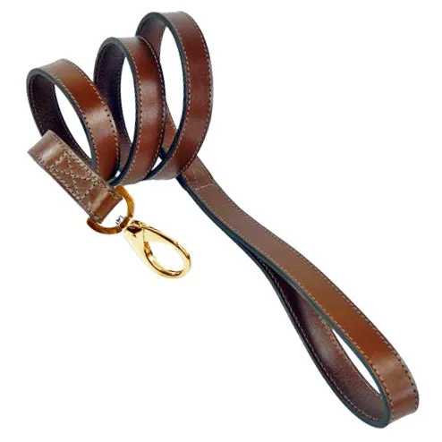 Estate Dog Leash in Rich Brown & Gold