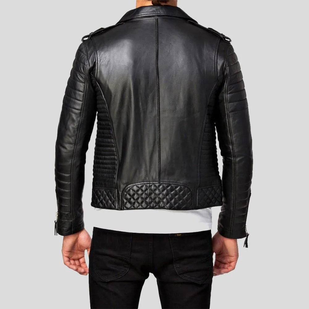 Ezra Black Quilted Lambskin Leather Jacket