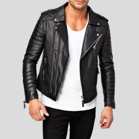 Ezra Black Quilted Lambskin Leather Jacket