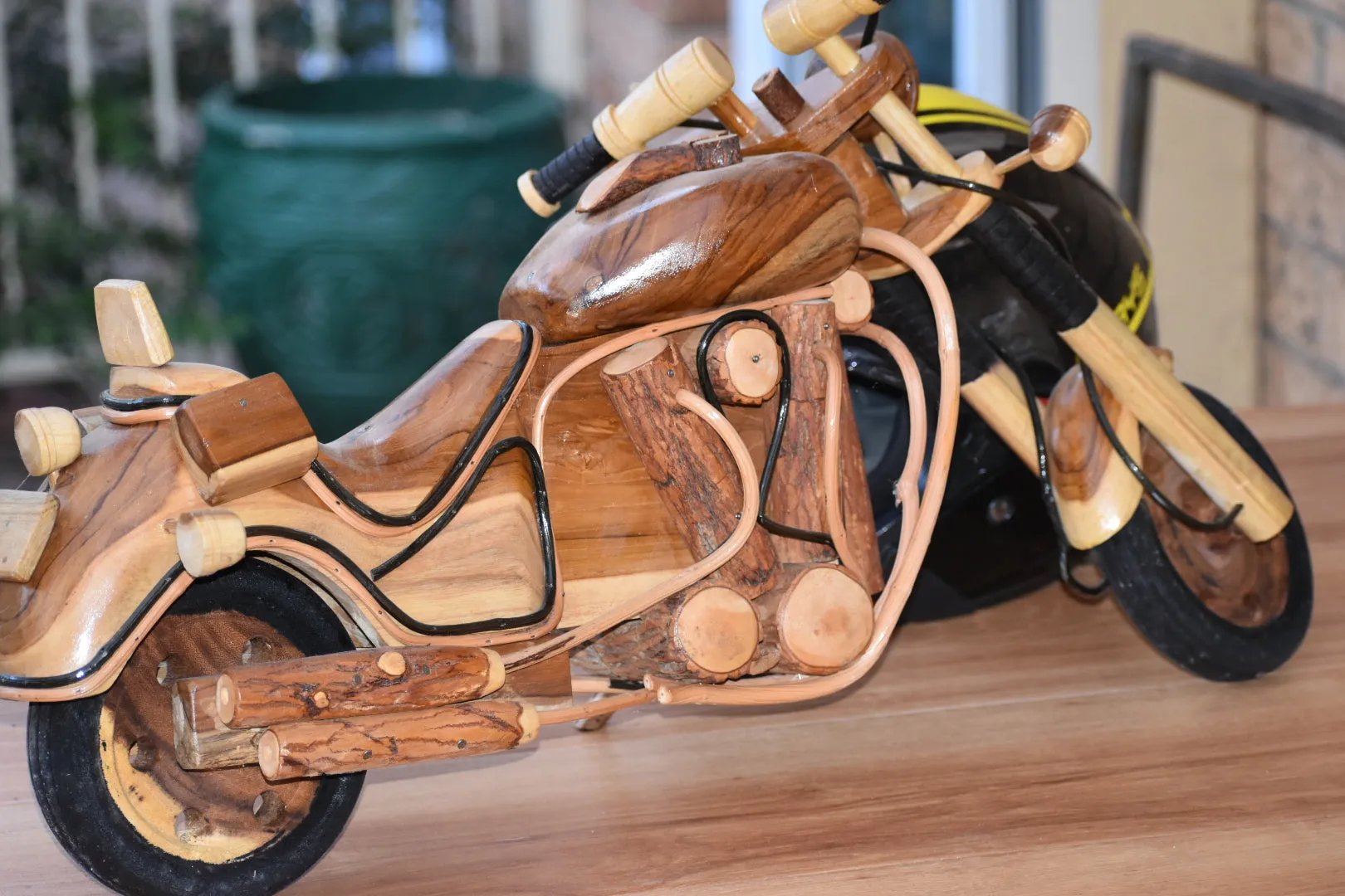 Fathers Day Gift Wood Motor bike model carved large 65cm length-YES sixty five cm !