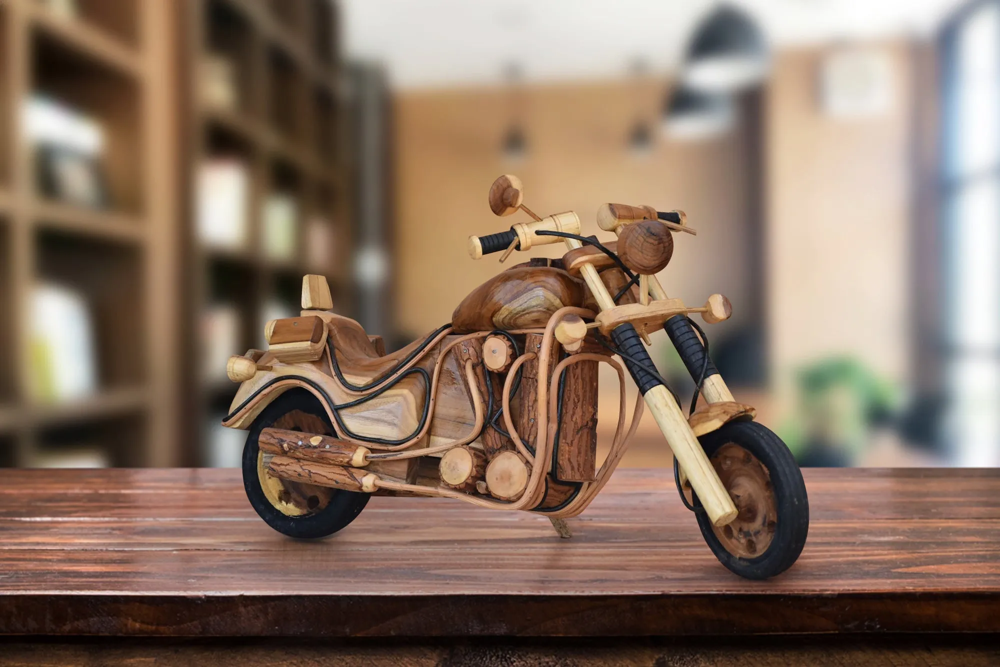 Fathers Day Gift Wood Motor bike model carved large 65cm length-YES sixty five cm !