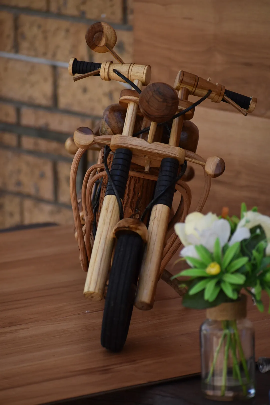 Fathers Day Gift Wood Motor bike model carved large 65cm length-YES sixty five cm !