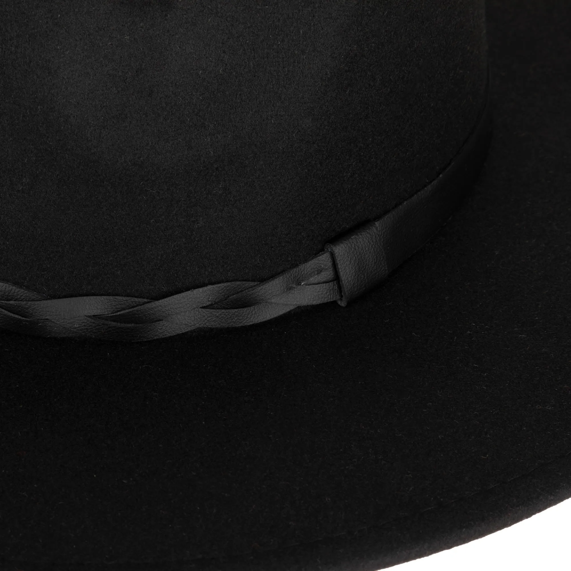 Faux Felt Fedora with Half Braided Faux Leather Band