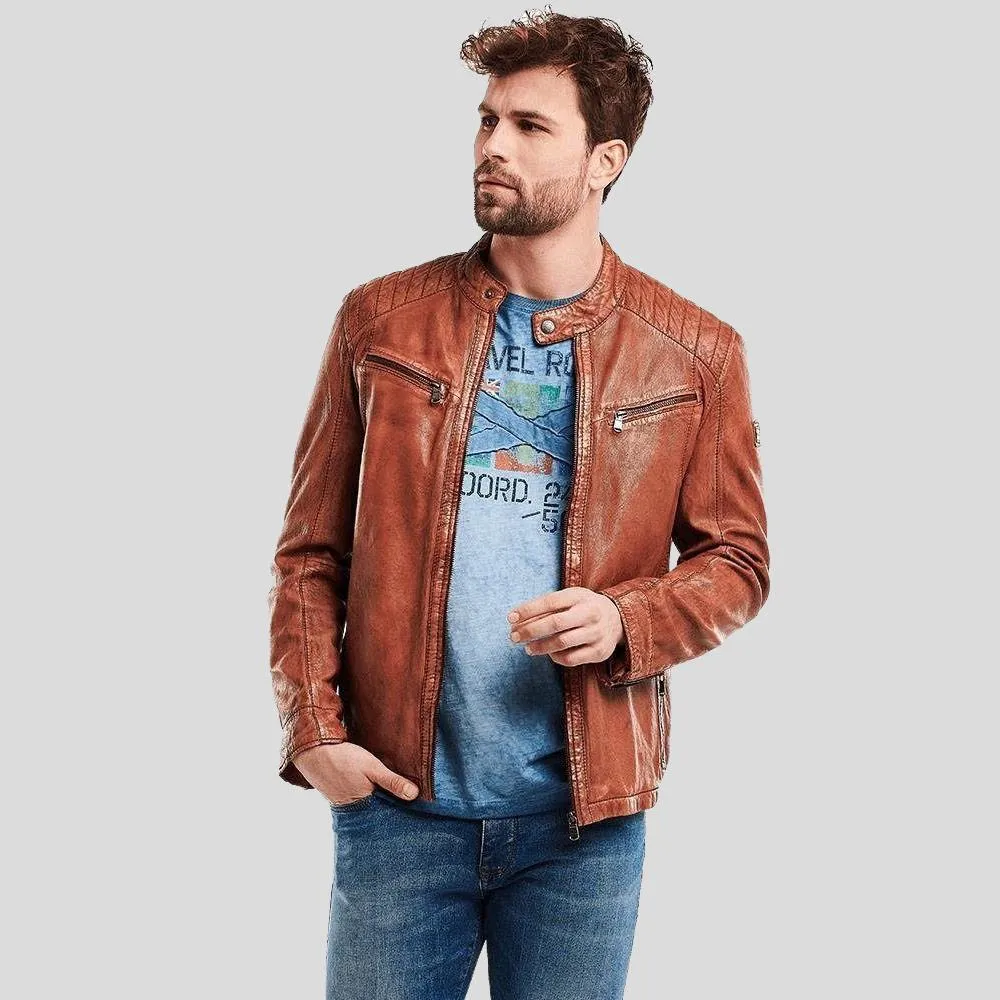 Finley Brown Biker Leather Jacket